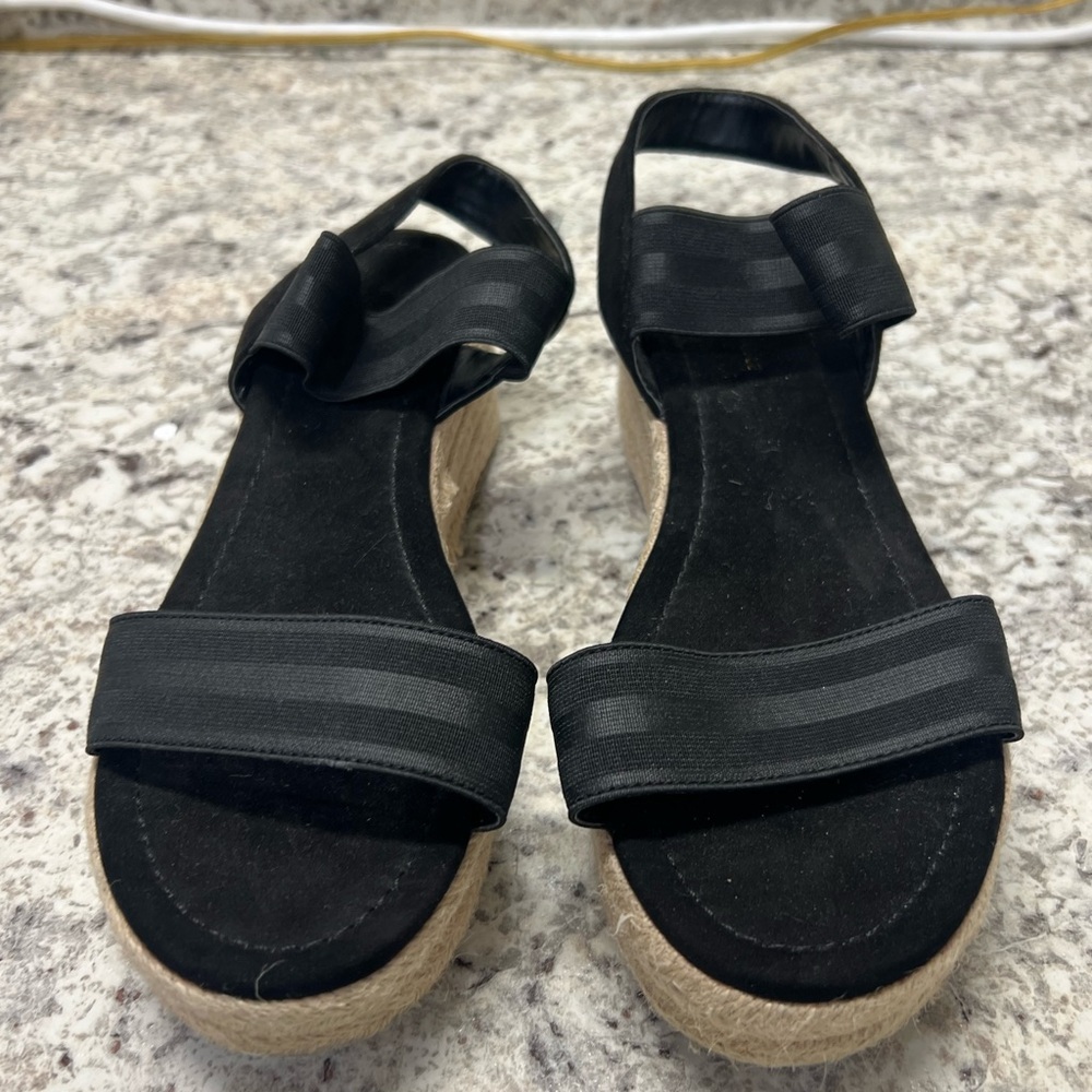 American Eagle Outfitters Black Espadrille Wedge Sandals